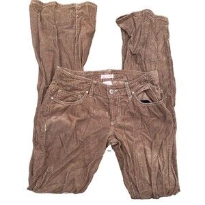 VTG Y2K Alloy Brown Corduroy Bootcut Pants Button Zip Closure Pockets Jrs Sz 5